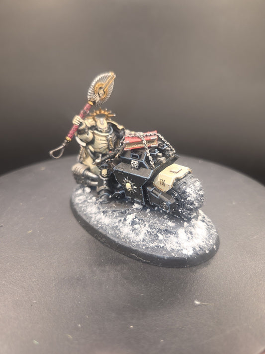 Warhammer 40k Space Marines Primaris Chaplain on Bike Table Ready Painted based0