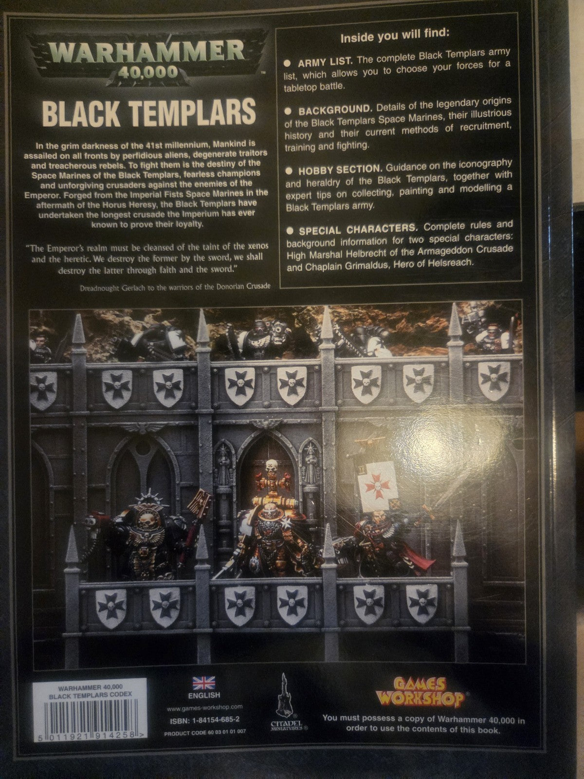 Warhammer 40,000 Codex Black Templars 4th Edition 2005 Games Workshop 40K1
